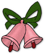 christmas bells with green ribbons