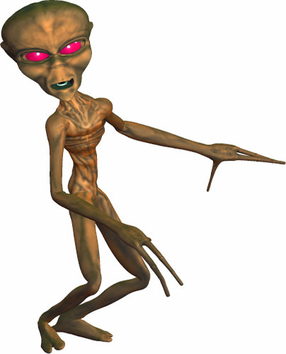 red eyed alien looking right