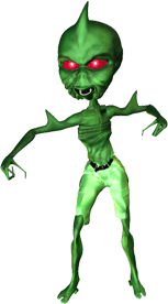 green alien with horn