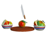 apple being sliced