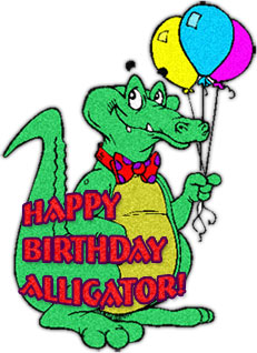 Happy Birthday with balloons and alligator