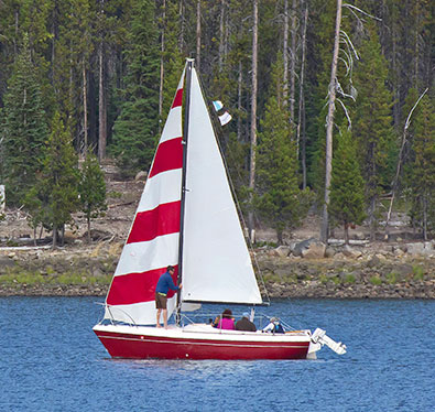 sail boat on lake image