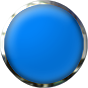 blue glass button with chrome trim