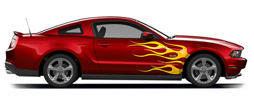 fast car flames