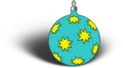 blue ornament with yellow stars