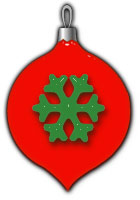 red glass ornament with snowflake
