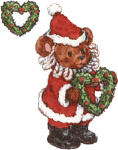 Christmas bear with wreaths