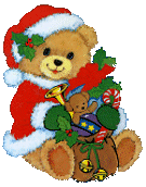 Christmas teddy bear with toys