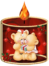candle with Christmas bears