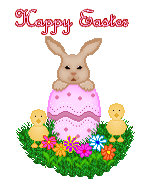 Happy Easter with bunny and chicks animated