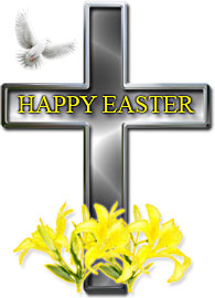 Easter Cross with dove and Easter lilies
