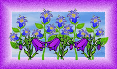 bells blue and bells purple flower graphic