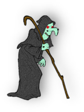 witch walking with a staff