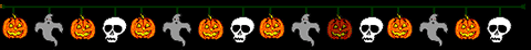 skulls and ghost horizontal line animation