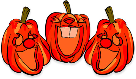 three jack-o'-lanterns