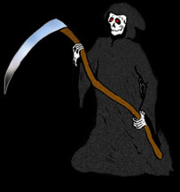 grim reaper on black background