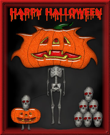 pumpkins and skulls