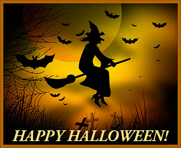 halloween image witch and bats