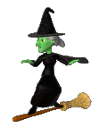 green witch flying