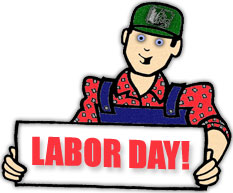worker with a labor day sign