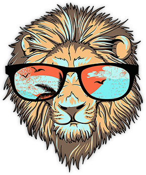 cool lion with sunglasses