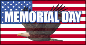 Memorial Day on American flag with eagle