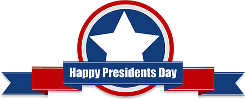 Happy Presidents Day in red, white and blue