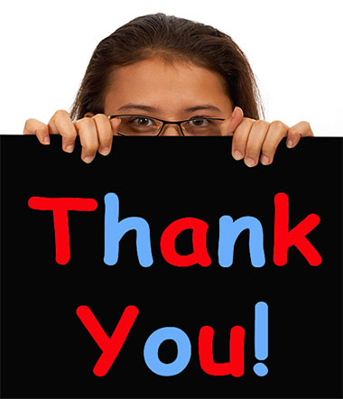 girl with thank you sign