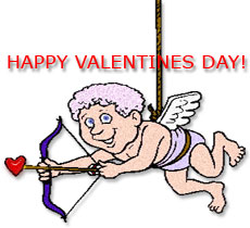 flying cupid with bow and arrow