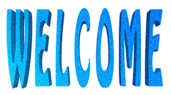 blue welcome glitter animation